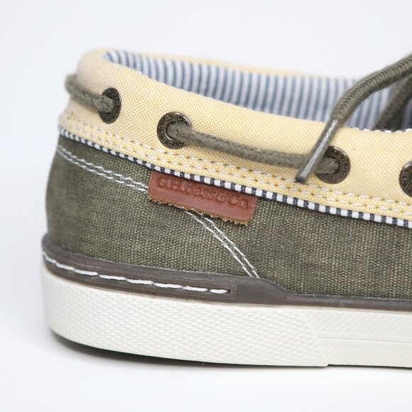 G.H. Bass & Co Canvas Deck Boat Shoes Moc Toe Loafers Preppy Yellow Green White - Picture 13 of 14